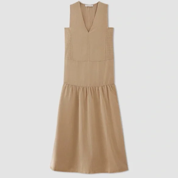 Everlane Dress - Tencel V-Neck Midi Dress in Tan Size XS NWT Women